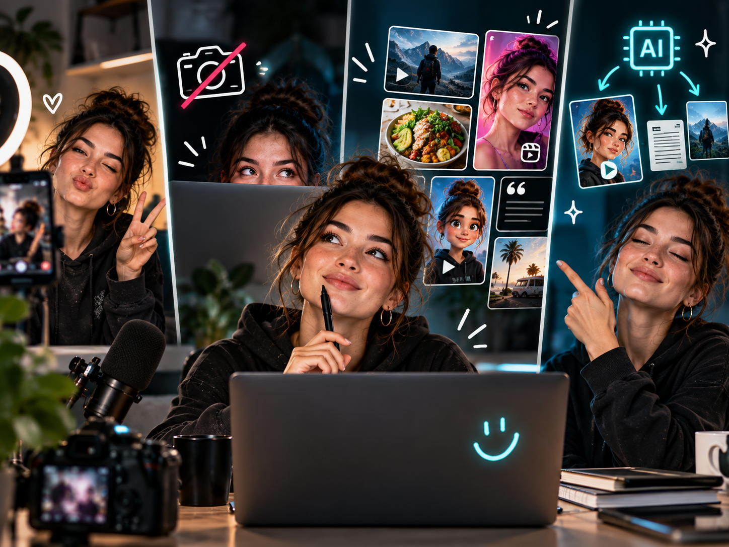 Ein KI-Avatar in verschiedenen Content-Formaten für Social Media